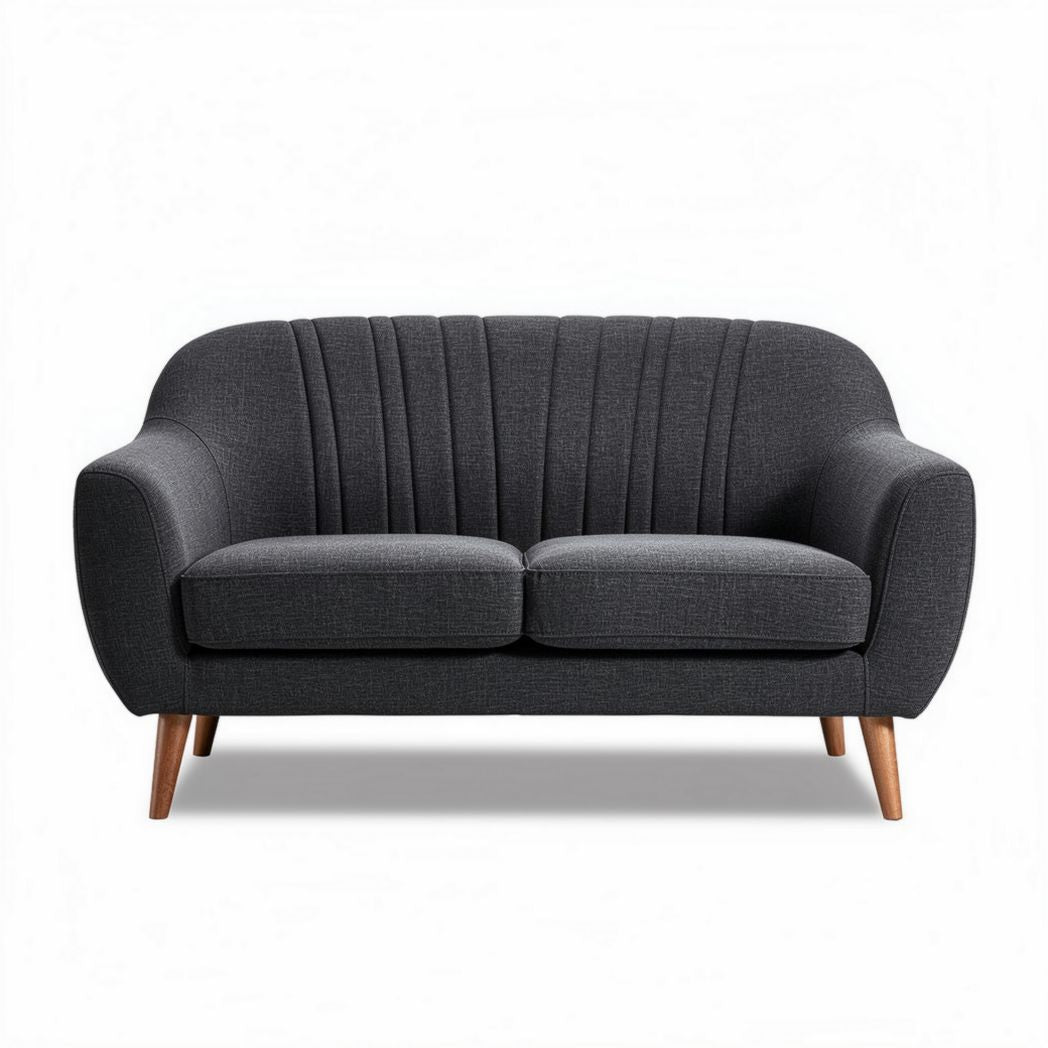 Divano in tessuto grigio scuro per soggiorno –150 x 80 x 75 cm