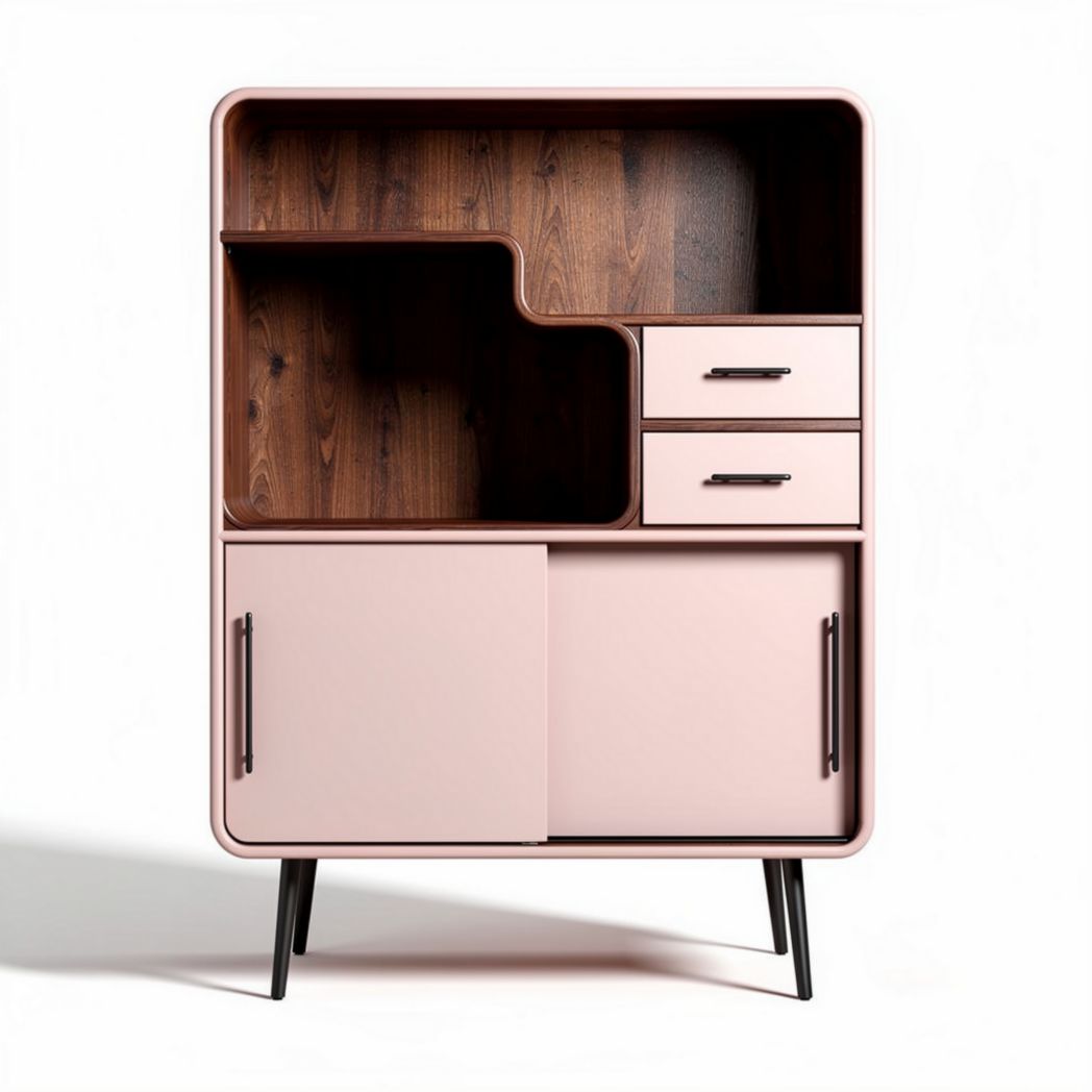 Mobile contenitore in legno con ripiani e cassetti per soggiorno – 80 x 40 x 120 cm