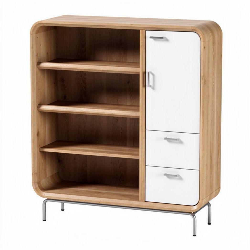 Mobile libreria in legno e metallo per soggiorno – 80 x 40 x 100 cm