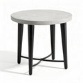 Tavolino rotondo in cemento con gambe in metallo per soggiorno – 60 x 60 x 75 cm