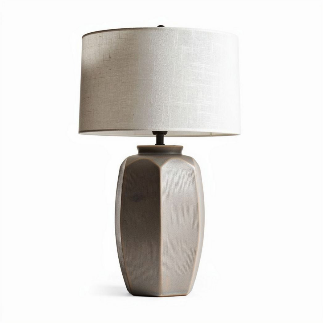 Lampada da tavolo in ceramica con paralume in tessuto – 30 x 30 x 60 cm